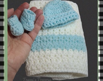 Preemie Crochet Booties, Hat and Blanket
