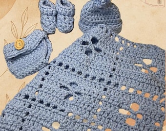 Miscarriage Keepsake with Blanket, Booties, Hat, Diaper Cover including Micro Preemie Set