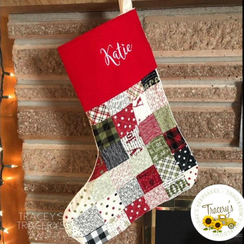 Personalized Christmas Stocking Personalized Handmade and Quilted Bild 3