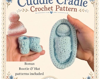 Crochet Cuddle Cradle Pattern – Micro Preemie Booties & Hat (Digital Download, PDF)