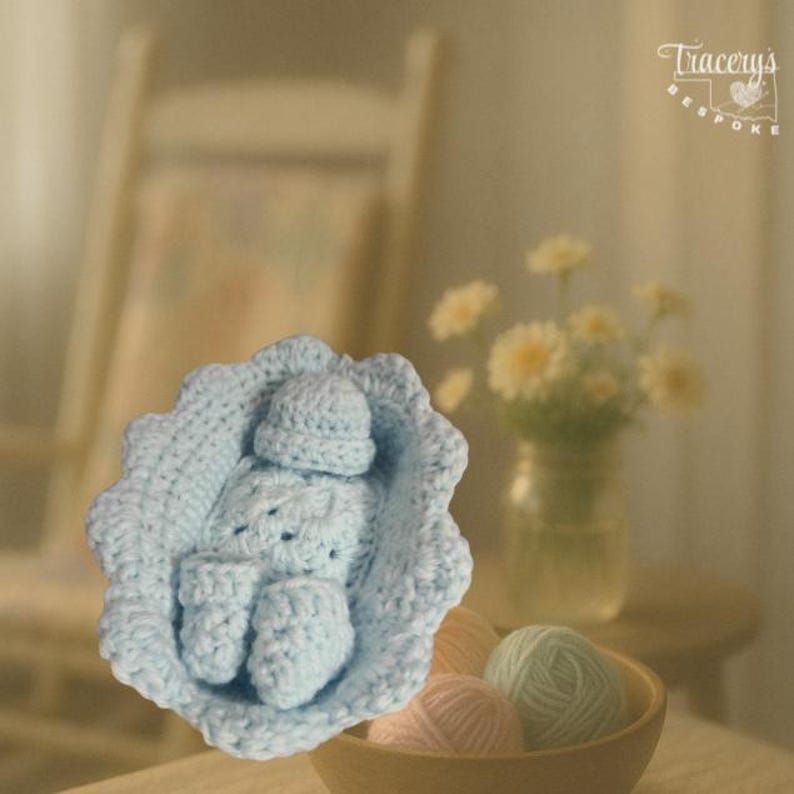 Crochet Infant Loss Keepsake Set | Angel Cuddle Cradle, Micro Blanket bild 8