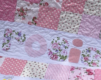 Personalized Baby Quilt Nursery Decor Baby Shower Gift Idea Custom Blanket Name Design Patchwork Crib Bedding Baptism Gift Birthday Baby