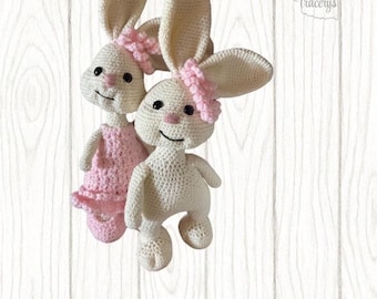 Made to Order Crochet Bunny Doll – Custom Colors – Girl or Boy Style – Handmade 17” Plush Keepsake – Personalized Gift