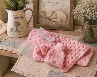 Miscarriage Keepsake Gift – Infant Loss Memorial Set – Mini Blanket, Booties & Beanie – Angel Baby Comfort Gift – Crochet Remembrance