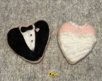 Bride and Groom Felted Sugar Cookie, Faux Cookie