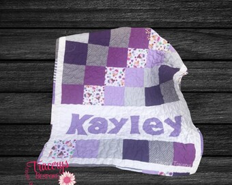 Personalized quilt appliqué name child blanket gift baby Christmas in July Special