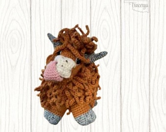 Handmade Crochet Highland Cow – Fluffy Coo – Custom Colors – Made to Order
