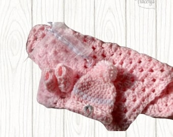 Miscarriage Keepsake Gift – Mini Blanket, Booties & Beanie – Infant Loss Memorial – Angel Baby Comfort Set
