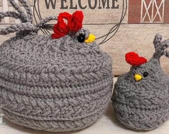 Farmhouse Crochet Chicken – Handmade Rustic Decor Gift