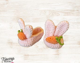 Bunny Ear Slippers with Carrot Accent
