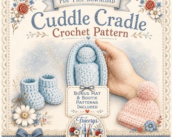Crochet Cuddle Cradle Pattern – Micro Preemie Booties & Hat (Digital Download, PDF)