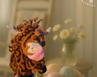 Handmade Crochet Highland Cow – Fluffy Coo – Custom Colors – Made to Order