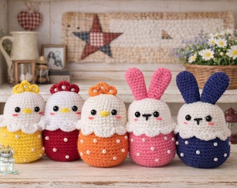 Crochet Easter Bunny & Chick Plush | Handmade Amigurumi Spring Decor | Nursery Gift | Custom Colors | Made to Order