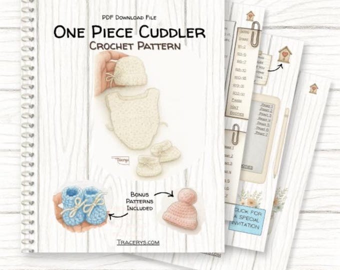 Featured listing image: Crochet Patterns for Infant Loss – One Piece Cuddler Preemie Outfit | Digital Download | PDF + Digital Planner Compatible