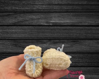 Preemie Booties, Micro Preemie Boy or Girl, NICU, Crochet Premature Gift,