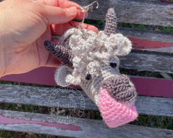Highland Cow Crochet Keychain
