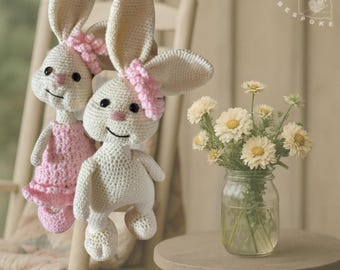 Mini Bunny crochet doll, Girl bunny doll, boy bunny doll, made of order