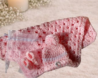 Miscarriage Keepsake Gift – Infant Loss Memorial Set – Mini Blanket, Booties & Beanie – Angel Baby Comfort Gift – Crochet Remembrance