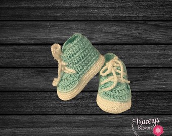 Crochet Sneakers, Custom Order, Newborn Baby Gift, Hightops