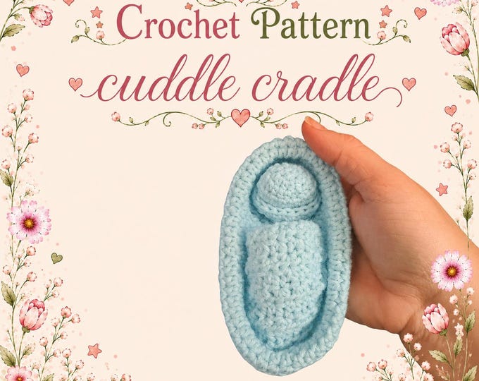 Featured listing image: Crochet Cuddle Cradle Pattern - Micro Preemie Booties & Hat (Digital Download, PDF)