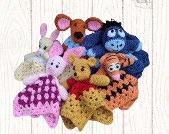 Winnie-the-Pooh character Lovey Blankets,  custom request, made to order