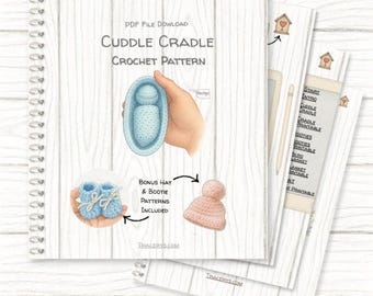 Crochet Pattern for Infant Loss – Cuddle Cradle, Micro Preemie Booties, Hat | Digital Download | PDF + Digital Planner Compatible