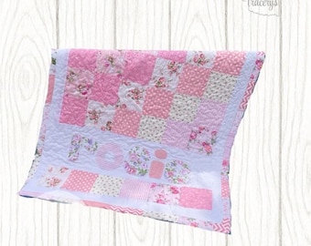 Personalized Baby Quilt Nursery Decor Baby Shower Gift Idea Custom Blanket Name Design Patchwork Crib Bedding Baptism Gift Birthday Baby