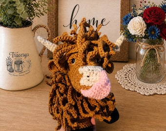 Handmade Crochet Highland Cow – Fluffy Coo – Custom Colors – Made to Order