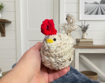 Farmhouse Crochet Chicken – Handmade Rustic Decor Gift