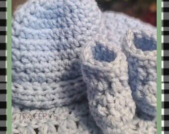 Crochet Preemie Set in Blue