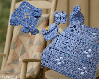 Miscarriage Keepsake with Blanket, Booties, Hat, Diaper Cover including Micro Preemie Set