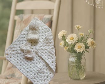 Miscarriage Keepsake Gift – Mini Blanket, Booties & Beanie – Infant Loss Memorial