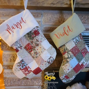 Personalized Christmas Stocking Personalized Handmade and Quilted Bild 1