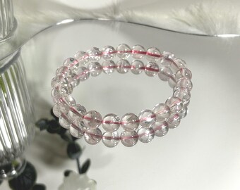 Rose Quartz Crystal Beaded Bracelet: Feminine Energy Healing Jewelry
