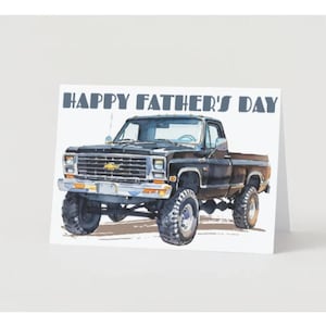 Druckbare 5x7 Vatertagskarte - Retro Classic Trucks - 1987 Chevy Square Body Pick-up Truck - sofortiger Download - print at home Karten
