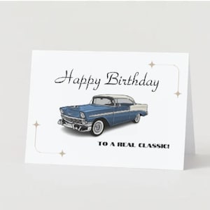 5x7 Geburtstagskarte zum selbst ausdrucken - 55 Retro Oldtimer - Chevy Belair - zum Ausdrucken
