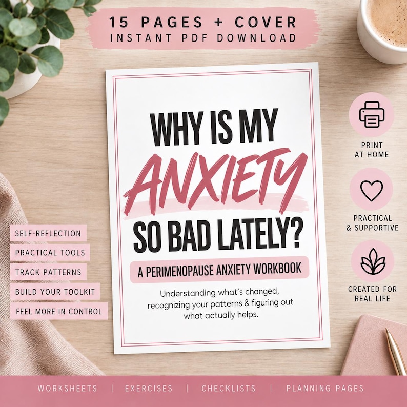Perimenopause Anxiety Workbook | Menopause Mental Health Printable ...