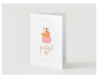 Carte de remerciement imprimable | 5 x 7 voeux de Thanksgiving citrouille rose | Téléchargement instantané