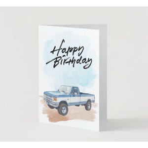 5x7 Geburtstagskarte zum selbst ausdrucken - Retro Classic Trucks - 1988 Ford Quader Pick-up Truck - zum sofortigen Download - print at home Karten