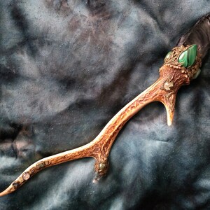 The Lost Forest - Obsidian and Antler Wand