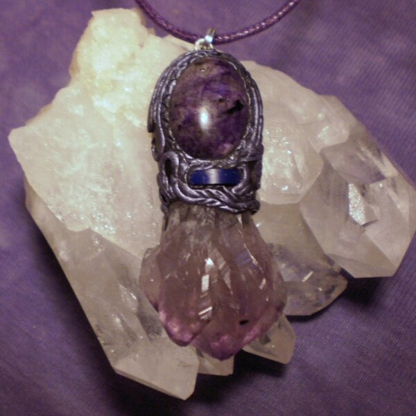 The Purple Fae - Amethyst and Charoite Faerie Pendant