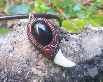 Releasing the Darkness - Coyote Tooth and Onyx Totem Pendant