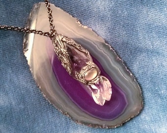 Spirit Realm - Amethyst and Black Lipped Pearl Pendant