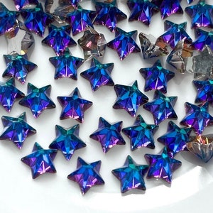 Vintage Bermuda Blue Star Cabochons 6 mm Celestial 5 Point Star High Dome 3D Foiled Cabs/Handwerk Verzierungen C15-114-BerBl