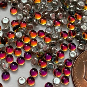 Vintage 3mm Vulcano Cabochons Rainbow Helio Glass Flatback Teeny Vitrail Jewelry Cabs / Craft Embellishments C14-4