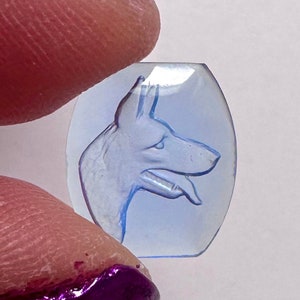 Vintage German Sheppard Intaglio Cabochons Glass Medium Blue 14x12 Carved Rare Cabs NTG118-C