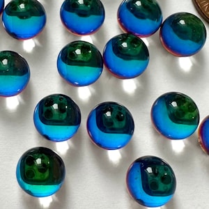 Vintage 8mm Blue Green Helio 3/4 Ball Stone / Cabochon Smooth Top German Glass Flatback Foiled Gems #34B26-B