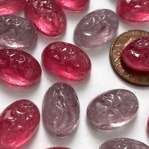 Vintage Molded Cabochons Glass 16x11 Funky Pink Purple Indented High Dome Jewelry cabs C13-13