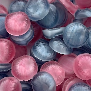 Vintage Glass Cabochons Flower Frosted Pink Blue Recessed Textured 9mm - 9.25mm Jewelry Cabs / Craft Embellishment C15-123 - Pink - Blue