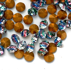 Vintage Iris Stones SS18 Tricolor Rainbow 4.125mm - 4.25mm Round Chanton foiled RARE glass 18SS rhinestones STN206